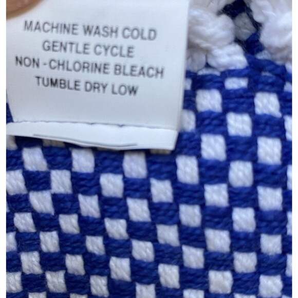 Pottery Barn Handwoven Throw Blanket 66x66”Navy Striped Modern Farmhouse Coastal - Picture 7 of 8